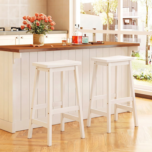 29" Saddle Seat Counter Height Stool Set of 2 with Footrests