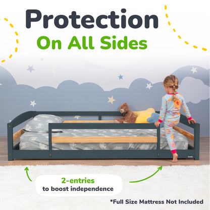 Full-Size Montessori Floor Bed with Strong Slatted Frame