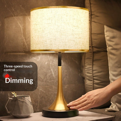 Modern Touch Sensor Dimming Luxury Living Room Simple Nordic LED Table Lamp Creative Simplicity Cloth Desk Light Indoor  Decorative Table Lamp Cute Study Lamps for Bedroom Décor
