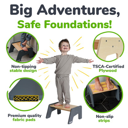 1-Step Wooden Stool for Kids(Multi-Purpose Step Stool for Kitchen, Bath, and Potty Training)
