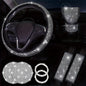 Diamond Set Leather Steering Wheel Cover Rhinestones Steering Wheel Cover With Crystal Breathable Anti-Slip Steering Wheel Protector Diamond Sparkling Car Steering Wheel Protector Vehicle Car Bling Steering Wheel Cover for Women Girls