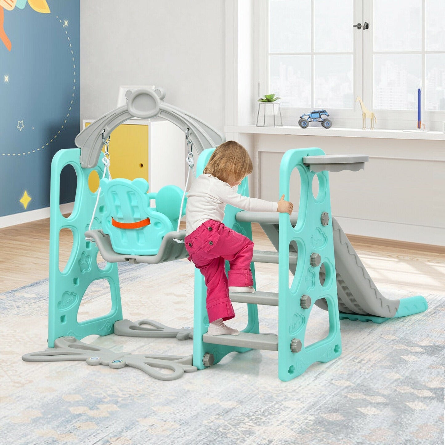 3 in 1 Toddler Climber and Swing Set Slide Playset