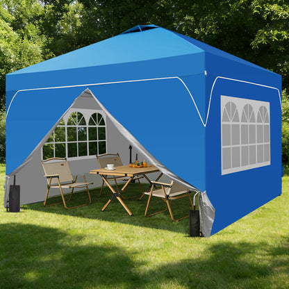 Ainfox 10ft x 10ft Pop Up Canopy Beach Tent with Four Removable Sidewalls for Events, Parties, Camping