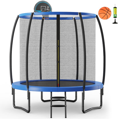 8/10 Feet Recreational Trampoline with Basketball Hoop