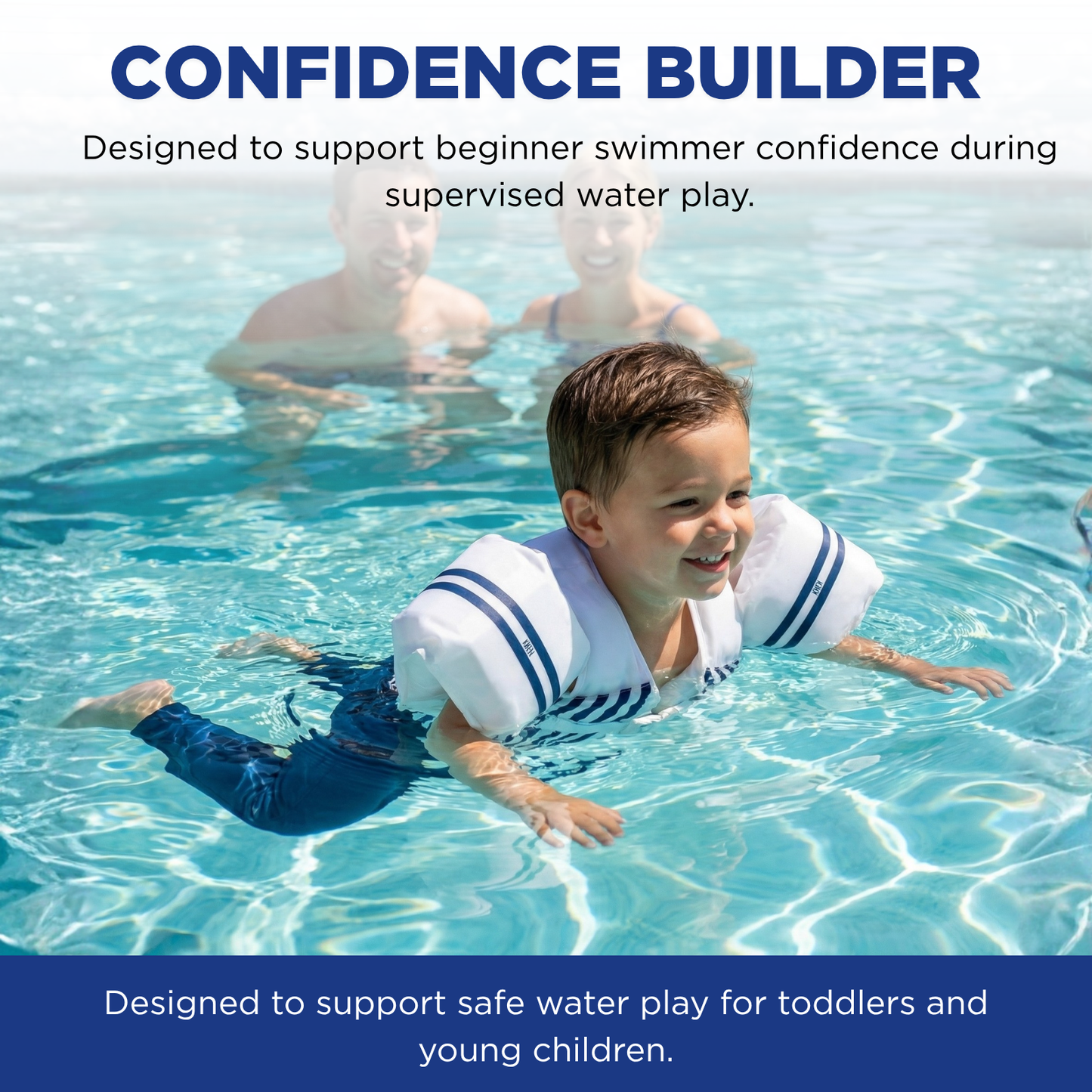 Floating Jackets with Sleeves for Pool or Beach | 1-3 Years | White & Blue