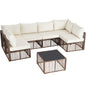 Ainfox Outdoor Patio Furniture Set, Wicker Sectional Conversation Set with Adjustable Backrest Sofa