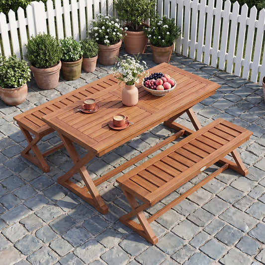 2-Person 44" Solid Wood Outdoor Bench with Slatted Seat for Patio Park Balcony