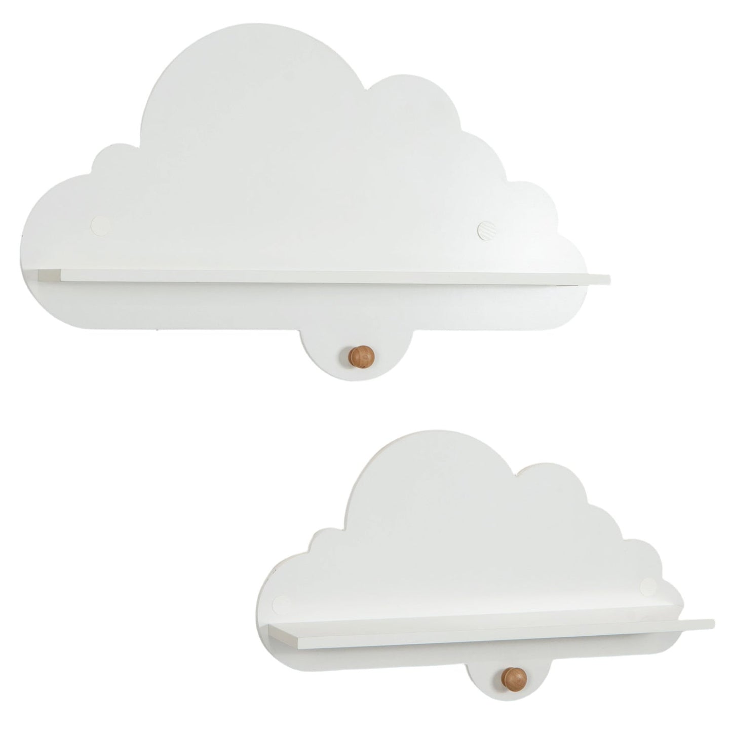2 Pieces Floating Cloud Shelves Wall Mounted Storage Display Rack-White