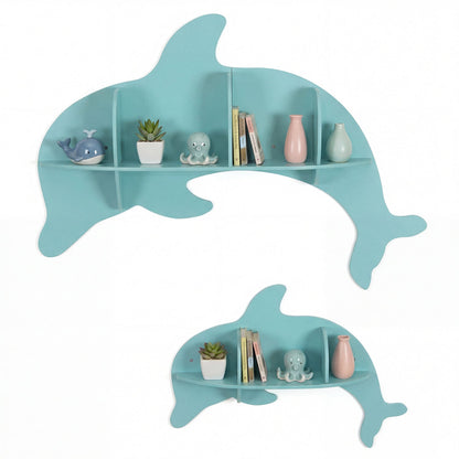 2 Pieces Floating Dolphin Shelves Wall Mounted Storage Display Rack