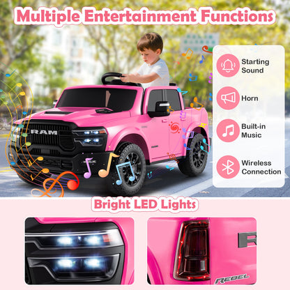 2 Seater 24V Ride on Toy for Big Kids Licensed Ram Truck with Remote and Music