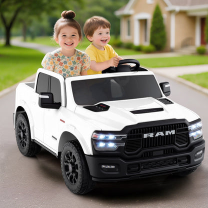 2 Seater 24V Ride on Toy for Big Kids Licensed Ram Truck with Remote and Music