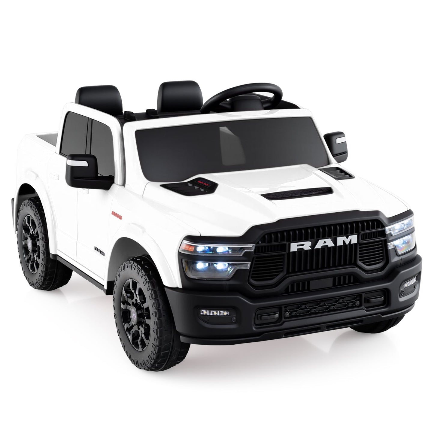 2 Seater 24V Ride on Toy for Big Kids Licensed Ram Truck with Remote and Music
