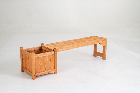 2-in-1 Outdoor Bench with Raised Garden Bed with Spacious Seat and Detachable Bottom Plates