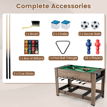2-in-1 Swivel Foosball and Pool Combo Game Table -Natural