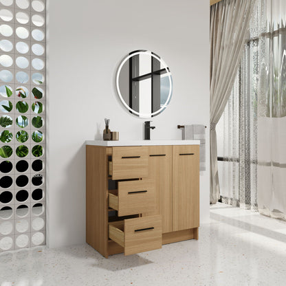 Wall Mounted Floating Bathroom Vanity With Sink, Door & Drawers Modular Cabinet
