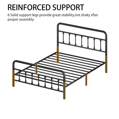 Metal Full Size Bed Frame with Headboard and Under Bed Storage