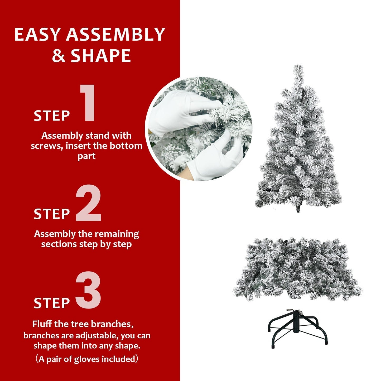 4FT Flocked Christmas Tree with 233 Tips