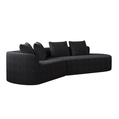 Upholstered Oversized Sectional Sofa, 4 Seater Extra Deep & Wide Curved Cloud Couch With 4 Throw Pillows For Living Room - Black