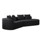 Upholstered Oversized Sectional Sofa, 4 Seater Extra Deep & Wide Curved Cloud Couch With 4 Throw Pillows For Living Room - Black