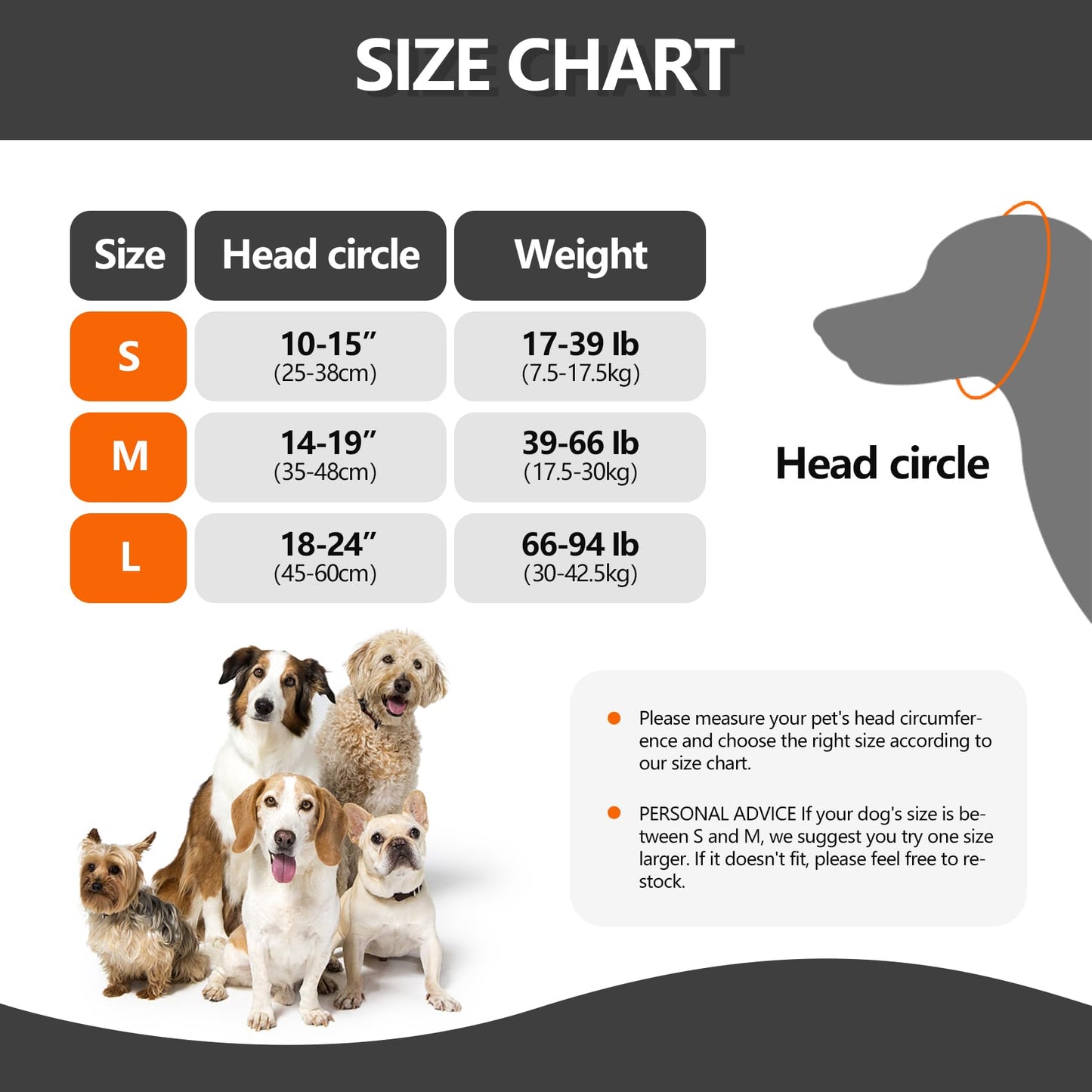 Dog Head Wrap - Quiet Ears For Anxiety, Waterproof Dog Calming Hood, No Shake Ear Cover Snoods For Thunder, Lightning, Fireworks, Vet Visits, Polyester And SBR Diving Fabric