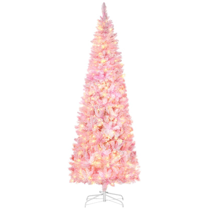 Homcom 7.5ft Prelit Snow Flocked Artificial Christmas Tree