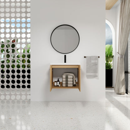 Floating Bathroom Vanity With Sink, Wall Mounted Double Door Storage