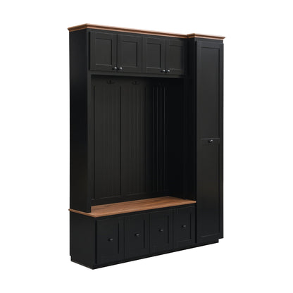 Entryway Hall Tree With Storage Bench, Coat Rack Shoe Bench With Cabinets