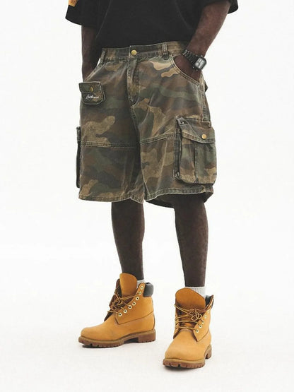 Men's Plus Size Camo Cargo Shorts with Multiple Pockets