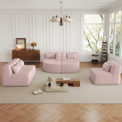 Upholstered Sofa Free Combined Sofa Couch With 2 Chaise Lounge And Five Back Pillows For Living Room