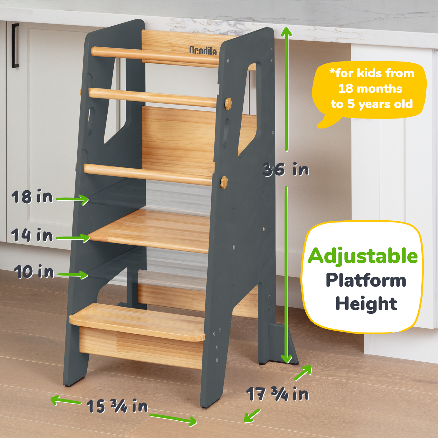 Toddler Tower - Adjustable Kitchen Stool Helper