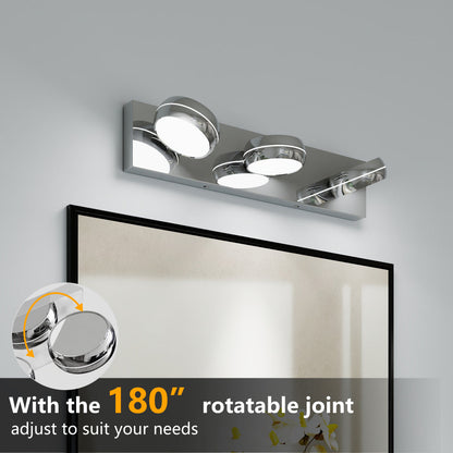 Modern Chrome LED Vanity Light Bar | 3/4/5/6-Light Bathroom Fixture over Mirror for Makeup & Daily Use