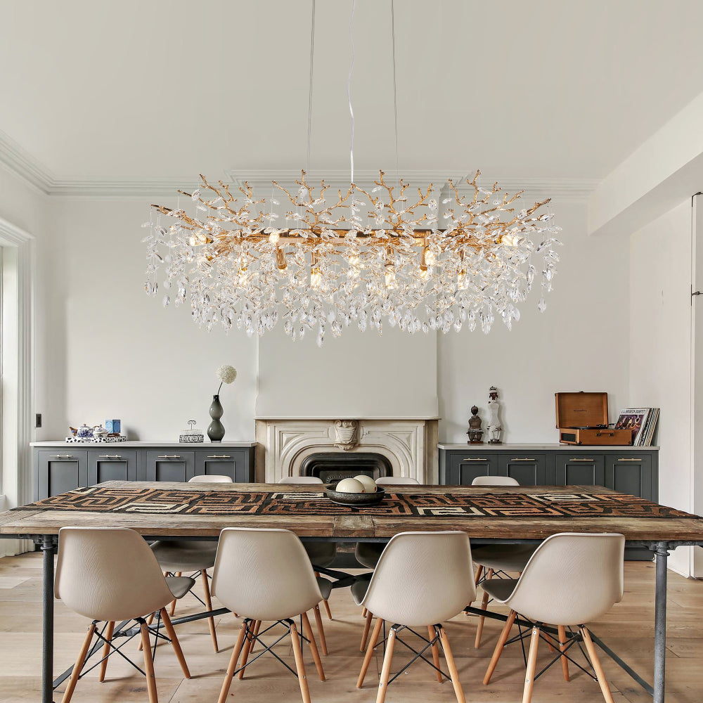 Gold Tree Branch Crystal Chandelier | Modern Luxury Pendant Light for Dining Room, Living Room & Bedroom