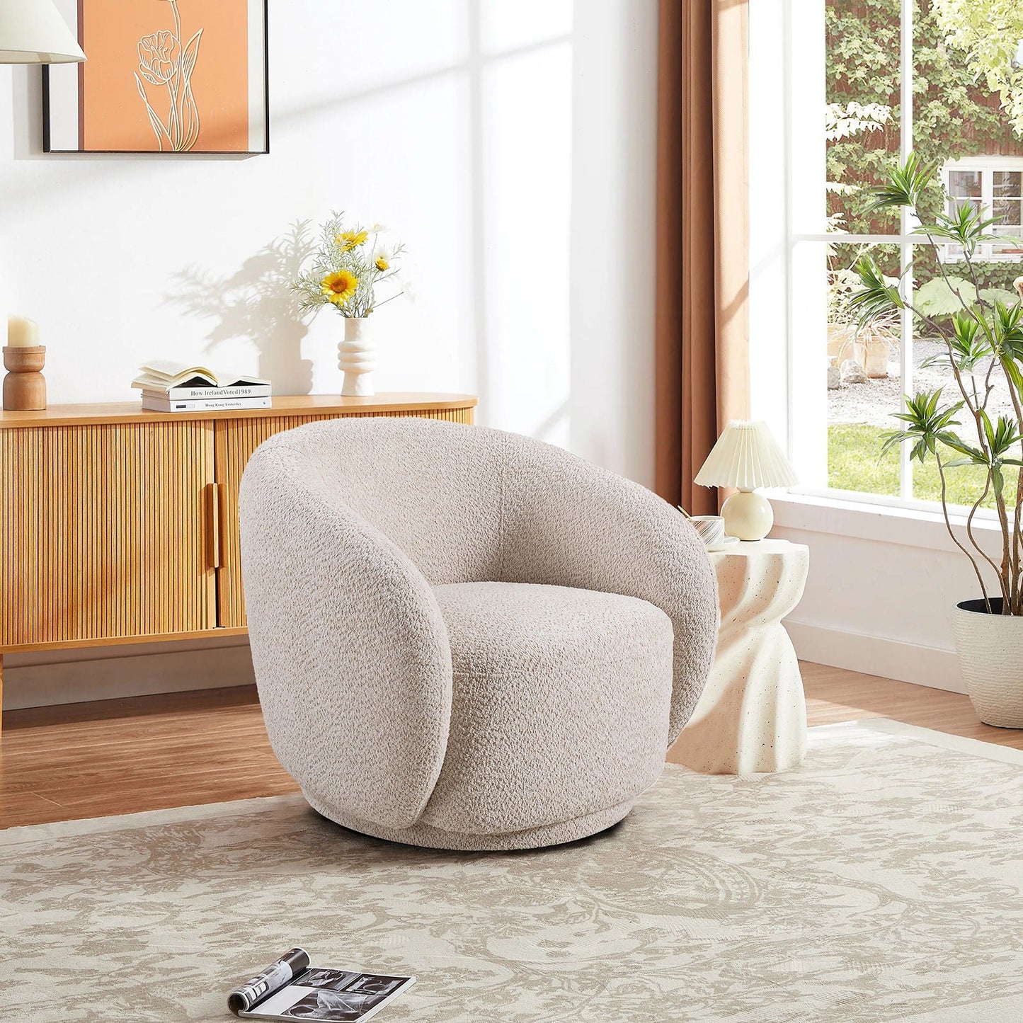 Swivel Accent Upholstered Barrel Chair