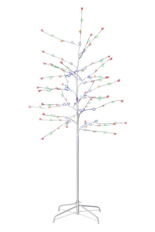 5ft Tree Light Bulb, lead wire 3m, UL IP44 transformer, white branch - Multicolor