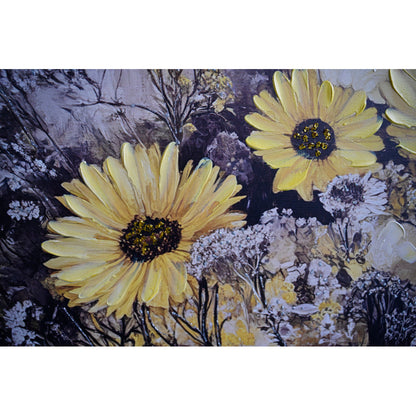 Floral Beauty Lady Canvas Wall Art | Gold & White Framed Print for Bedroom & Living Room — 24×24 Inch