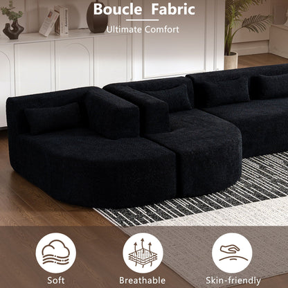Upholstered Sofa Free Combined Sofa Couch With 2 Chaise Lounge And Five Back Pillows For Living Room