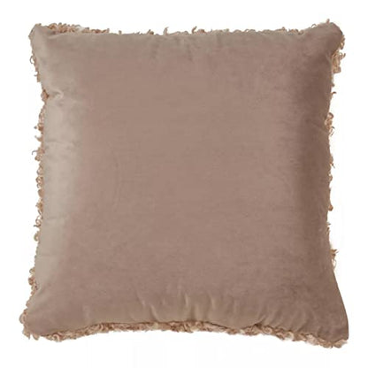 Fennco Styles Cozy Faux Lamb Fur Decorative Throw Pillow 18" W x 18" L – Ivory Cushion for Couch, Bedroom, Living Room and Office Décor