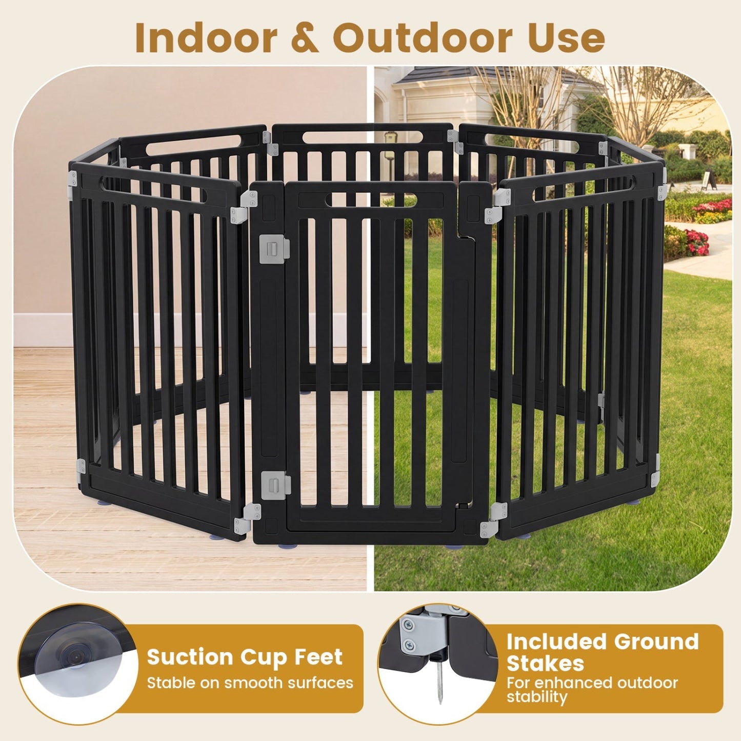 16-Panel Dog Playpen 31.5" Height Indoor Outdoor Pet Gate