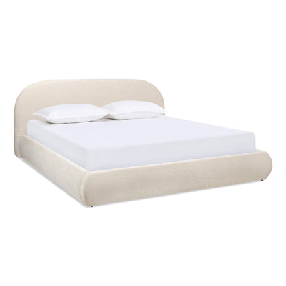 Archie Puffy Grounded Upholstered Platform Bed - Oatmeal Light