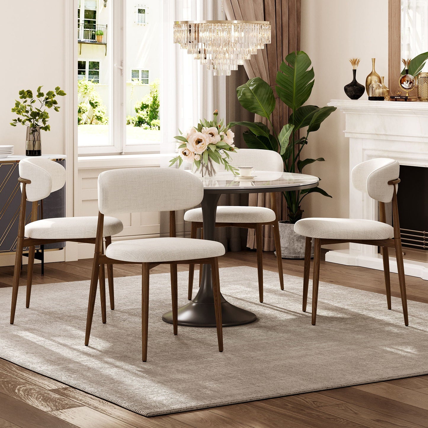 Upholstered Dining Chairs For Dining Room (Set of 2) - Beige