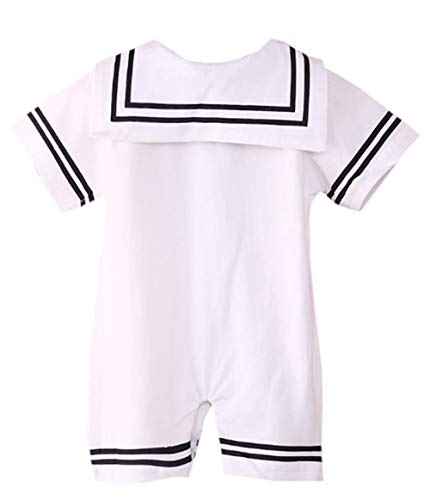 Styles I Love Baby Boys Marine Sailor Short Sleeve White Romper Onesie with Necktie 2pcs Holiday Outfit