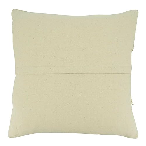 Fennco Styles Stripe Chindi Design Cotton Decorative Throw Pillow 20" W X 20" L – Black & Natural Textured Cushion for Couch, Sofa, Bedroom, Office and Living Room Décor