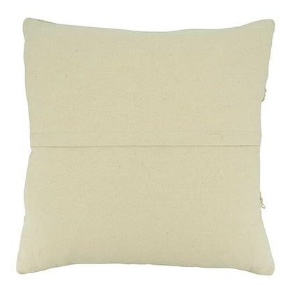 Fennco Styles Stripe Chindi Design Cotton Decorative Throw Pillow 20" W X 20" L – Black & Natural Textured Cushion for Couch, Sofa, Bedroom, Office and Living Room Décor