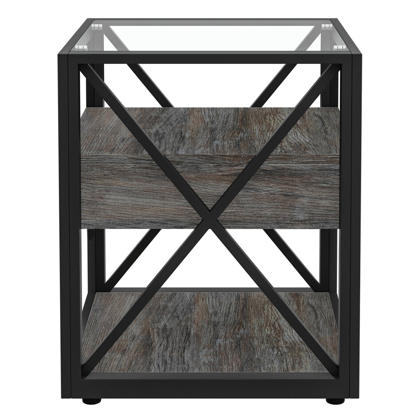 Set of 2 Modern End Table with Drawer