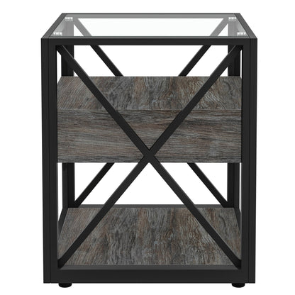 Set of 2 Modern End Table with Drawer