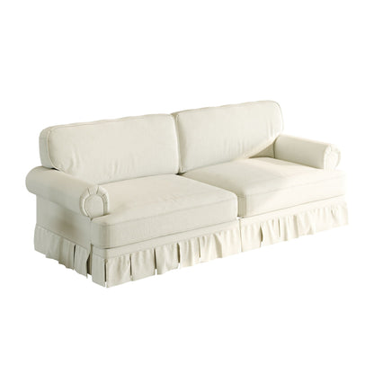 Luxuriously Comfortable Cloud Couch With Elegant Rolled Arms & Pleated Skirt Design