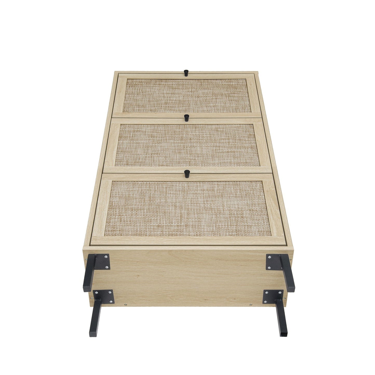 Modern Rattan 3 Door Shoe Rack Cabinet for Entryway