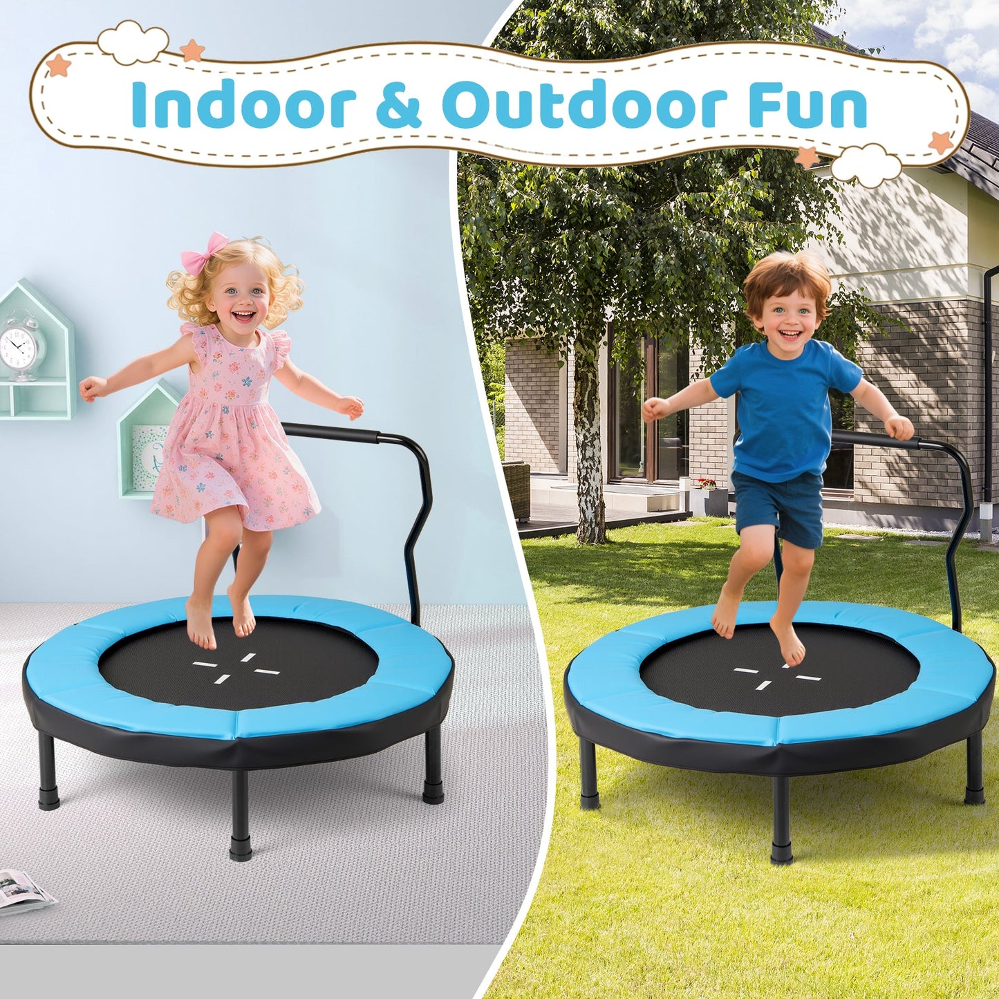 40 Inch Trampoline for Kids Indoor Outdoor Fitness Trampoline