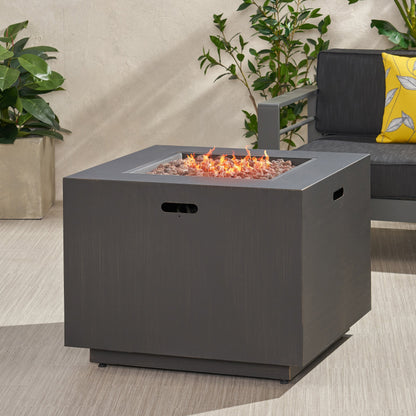33" Outdoor Iron Square Propane Fire Pit - Brushed Brown