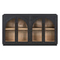 4-Door Large Storage Sideboard Buffet Cabinet with Glass Doors Arched Cabinet (Black)
